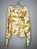 Grayson/Threads Size M White w/Gold & Light Pink Long-Sleeve Tie Dye Crop Top
