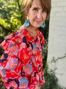 Poppy Print Ruffled Top