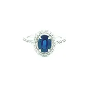 1.00 Carat Sapphire and .28cttw or diamonds set in 14k white gold - 008-00138 — BBS Jewelers