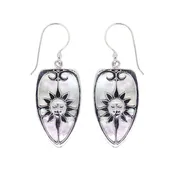 (201YMOP) Mother Of Pearl Sterling Silver Sun Earrings
