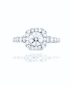 1 carat Round Diamond Cushion Halo Engagement Ring