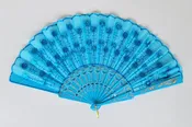 10 Pcs Light Blue Cloth Hand Fans with Plastic Handle