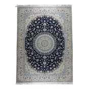 10' 0" x 13' 8" - NAVY AND BEIGE NAEIN FLORAL PERSIAN RUG ( 305 x 416 CM )