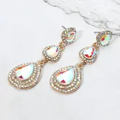 AB Crystal Vintage Teardrop Dangle Earrings on Gold   |  665245