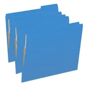 11 pt Blue Folders, 1/3 Cut Top Tab – Assorted, 2″ Bonded Fastener on Inside Front and Back, Letter Size (Box of 50)