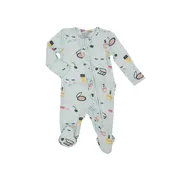2 Way Ruffle Bamboo Zipper Footie