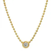14K Gold Diamond Beaded Bezel Set Necklace