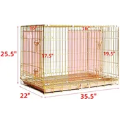24-42" Copper Gold Wire Dog Crate GLD24/30/36/42