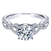 14k White Gold Diamond Criss Cross Engagement Ring