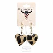 American Bison Black & White Stone Hair-on-Hide Heart Earrings – ABER 45 25227