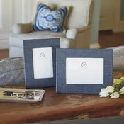 Mariposa: Indigo Blue Faux Grasscloth 5x7 Frame