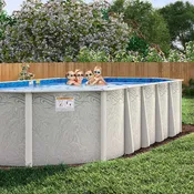 10' x 15' Oval 8" Premium Resin Frame Saltwater Friendly Semi Inground Silver Interlude Pool & Package | 54"