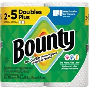 Bounty Paper Towels Select-A-Size White, 2 Double Plus Rolls, 103 Sheets Per Roll