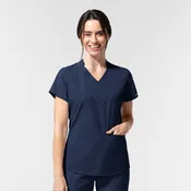 AURA Women's Allure V-Neck 2 Pocket Scrub Top - Navy