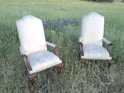 Ivory Upholstered Arm Chairs — The Attic