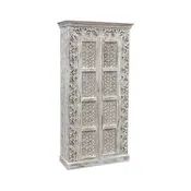Asheville Rustic Carved Wooden Tall Cabinet
