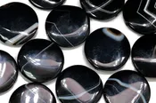 31mm Agate Beads - Opaque Black Round Gemstones for Crafts