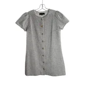 ABBEY GLASS Size SMALL White/Black Textured Short Sleeve Polyester DRESS