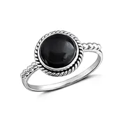 ⚫ 8mm Circle Onyx Sterling Silver Ring