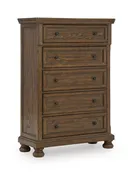 Zackaryn – Five Drawer Chest – Warm Brown