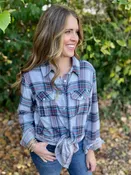Dip Fade Plaid Flannel - Gray