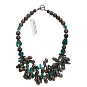 10483 Freshwater Pearl, Apatite, Hand Made Glass, Sterling Silver