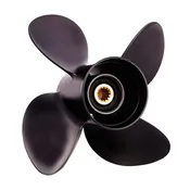 10 3/16 Dia. 15 Pitch 4 Blade RH Aluminum Propeller Fits 25-30 HP 3" Gearcase (10-Spline & Thru Hub Exhaust)  Model AR-4
