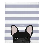 Black French Bulldog on Silver Stripes | Frenchie Blanket