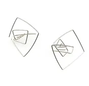 Aimee Petkus Large Silver Geo Hoop Earrings