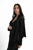 BLACK SNAKESKIN DRAPE JACKET