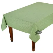 60x96" Rectangular Calisson Green Acrylic-Coated Cotton Tablecloth by Tissus Toselli