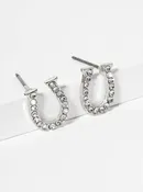 Animal-Theme Pearl & Crystal Horseshoe Stud Earrings