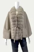 Cashmere Blend Cape with Fox Fur Trim