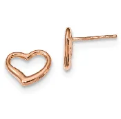 14K Rose Gold Open Heart Push Back Earrings