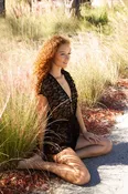 Deep v-neck side open Romper Style #7353