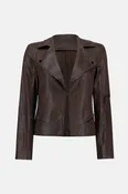 Mocha Faux Leather Open Moto Jacket — DARRYL'S