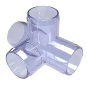 1-1/2 in. 4-Way Tee PVC Fitting, Furniture Grade  - Clear