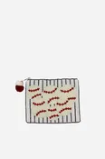 Baseballs Beaded Coin Pouch