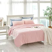 [12th Restocked] High-Density Percale Cotton Comforter Set in Light Pink