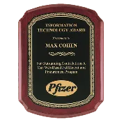 10 1/2" x 13" Airflyte Rosewood Piano Finish Plaque with Black Florentine Gold LaserFX Plate