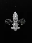 Black and White Swarovski Fleur de Lis