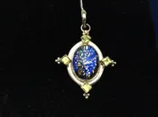 Vintage PENDANT 925 sterling silver multi colorstone w Peridot accent 7412-1402