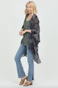 Charcoal Burnout Velvet Kimono - OS