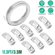 11.5ft DIY Hose Clamp Kit - Premium 304 Stainless Steel, Adjustable Size, Versatile and Easy-to-Use，rust-resistant and waterproof