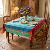 Festival Turquoise Jacquard Tablecloth