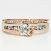 10K Gold Diamond Bridal Ring Set| 0.50 CT Center| 0.90 CT TDW| 5.4 Grams| Size 8.5″- R14123