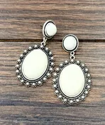 2.2" White Turquoise Post Earrings