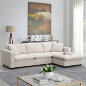 100.4*64.6' Modern Sectional Sofa,L-shaped Couch Set with 2 Free pillows,4-seat Polyester Fabric Couch Set with Convertible Ottoman for Living Room, Apartment, Office,4 Colors