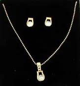 Gold and Rhinestone Necklace Earring Set