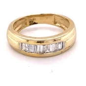 0.55ct Natural Baguette Diamond Vintage Channel Set Band Ring 14K YG